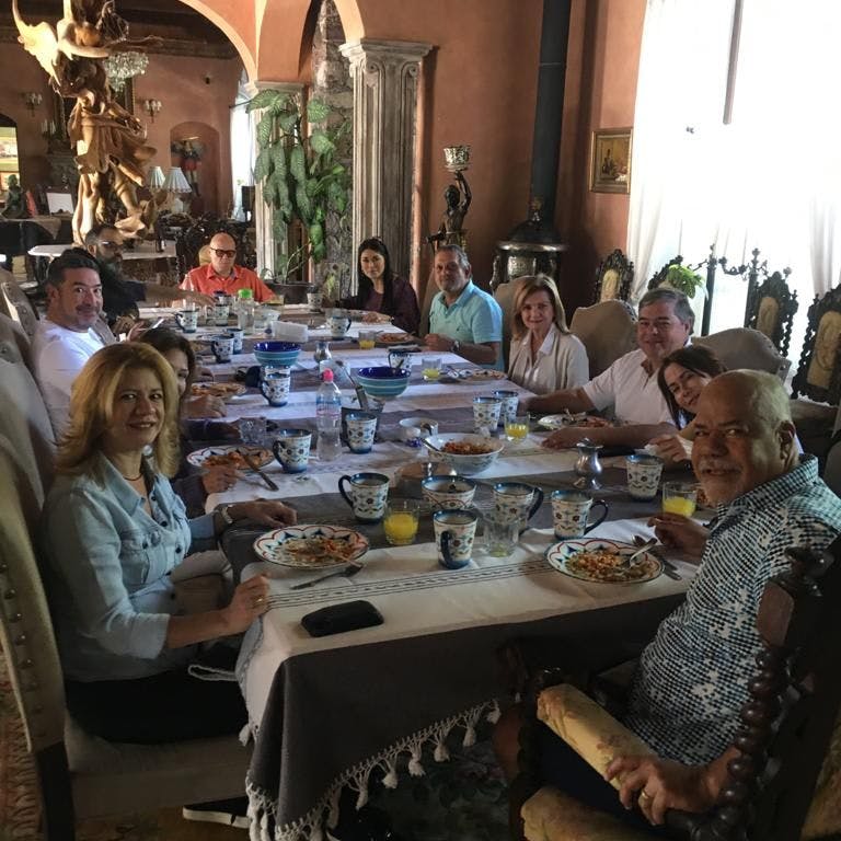 Ana and a group of friends enjoying a lunch at San Miguel de Allende.